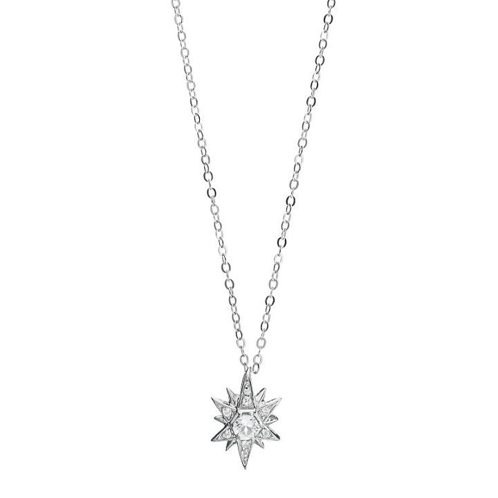 Sparkle Gem Sterling Silver White Topaz Starburst Pendant Necklace, Women's, Size: 18