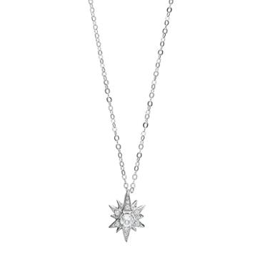 Sparkle Gem Sterling Silver White Topaz Starburst Pendant Necklace, Women's, Size: 18