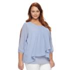 Plus Size Ab Studio Pleated Gauze Top, Women's, Size: 1xl, Purple Oth