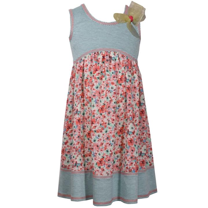 Girls 7-16 Bonnie Jean Knit Printed Challis Babydoll Dress, Size: 12, Med Pink