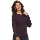 Women's Croft & Barrow&reg; Essential Cable-knit Crewneck Sweater, Size: Xs, Drk Purple