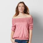 Women's Sonoma Goods For Life&trade; Crochet Off-the-shoulder Tee, Size: Medium, Light Red