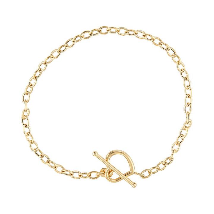 14k Gold Heart Toggle Bracelet, Women's, Size: 7.5, Yellow
