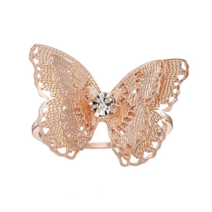 Lc Lauren Conrad Filigree Butterfly Ring, Women's, Size: 7, Brt Pink