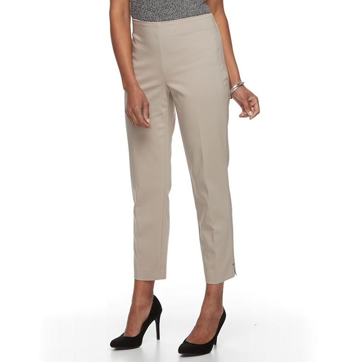 Women's Dana Buchman Side Zipper Ankle Pants, Size: 16, Dark Brown