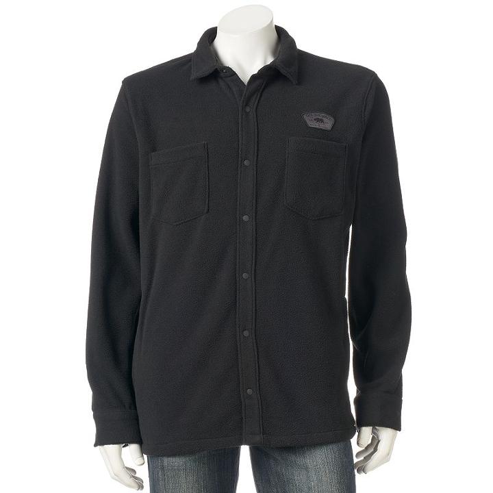 Men's Vans Fleece Button-down Shirt, Size: Small, Black
