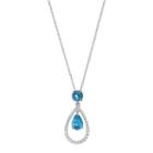 Sterling Silver Gemstone Teardrop Pendant Necklace, Women's, Size: 18, Blue
