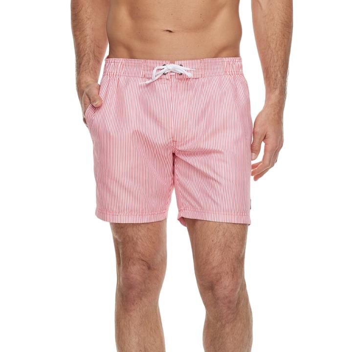 Men's Cole Striped Hybrid Swim Trunks, Size: Large, Med Orange