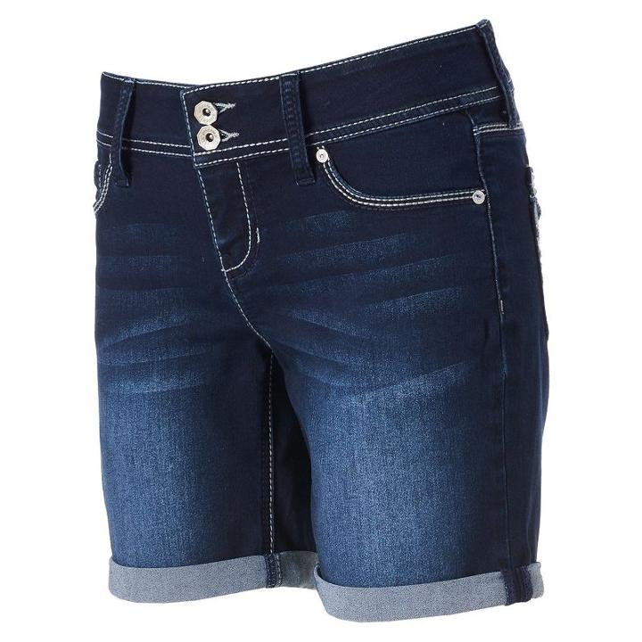 Juniors' Hydraulic Lola Faded Denim Bermuda Shorts, Girl's, Size: 13, Blue