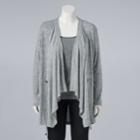 Plus Size Simply Vera Vera Wang Draped Open-front Cardigan, Women's, Size: 1xl, Grey