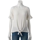 Women's Lc Lauren Conrad Ruffle Knot-front Tee, Size: Xl, White