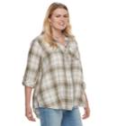 Plus Size Sonoma Goods For Life&trade; Roll-tab Shirt, Women's, Size: 2xl, Med Green