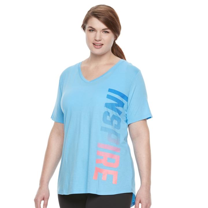 Plus Size Tek Gear&reg; Easy Graphic V-neck Workout Tee, Women's, Size: 2xl, Med Blue