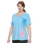 Plus Size Tek Gear&reg; Easy Graphic V-neck Workout Tee, Women's, Size: 2xl, Med Blue