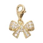 Tfs Jewelry 14k Gold Over Cubic Zirconia Bow Charm, Women's, White