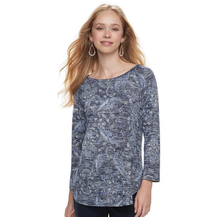 Women's Sonoma Goods For Life&trade; Supersoft Crewneck Tee, Size: Large, Dark Blue