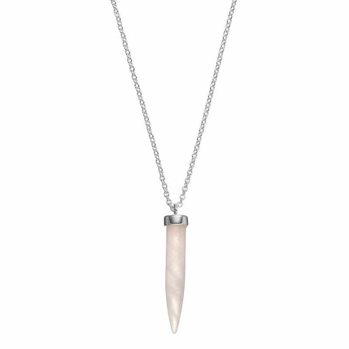 Healing Stone Silver Plated Tapered Rose Quartz Crystal Pendant Necklace, Women's, Size: 18, Pink