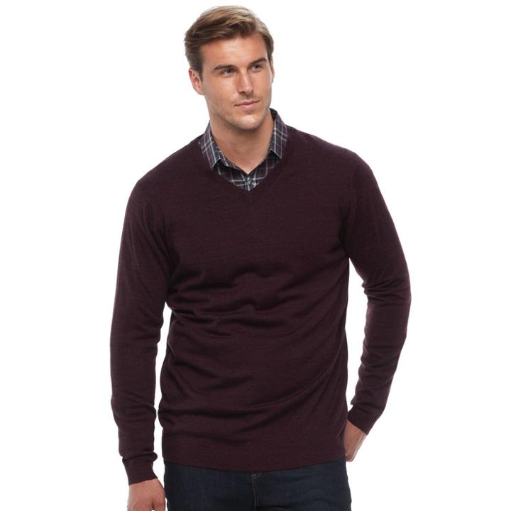 Big & Tall Apt. 9&reg; Regular-fit Wool-blend Merino Sweater, Men's, Size: 3xl Tall, Dark Red