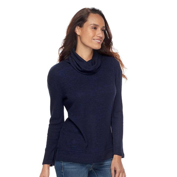Petite Sonoma Goods For Life&trade; Cowlneck Sweater, Women's, Size: Xl Petite, Blue
