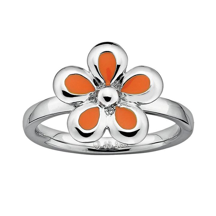Stacks And Stones Sterling Silver Orange Flower Stack Ring, Women's, Size: 7