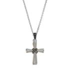 Silver Luxuries Mother-of-pearl & Marcasite Cross Pendant, Women's, Grey
