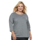 Plus Size Croft & Barrow&reg; Button-accent Pique Top, Women's, Size: 3xl, Black
