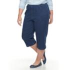 Plus Size Croft & Barrow&reg; Button Hem Chambray Capri Pants, Women's, Size: 2 - Regular, Dark Blue