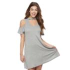 Juniors' Almost Famous Choker Cold-shoulder Dress, Teens, Size: Large, Silver