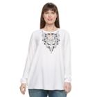 Plus Size Design 365 Embroidered Top, Women's, Size: 3xl, White