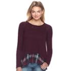 Juniors' Cloudchaser Print Hem Sweater, Teens, Size: Medium, Purple Oth