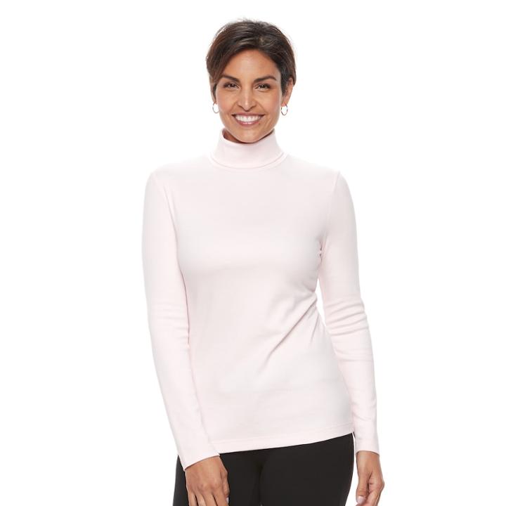 Women's Croft & Barrow&reg; Long Sleeve Turtleneck Top, Size: Xs, Brt Pink