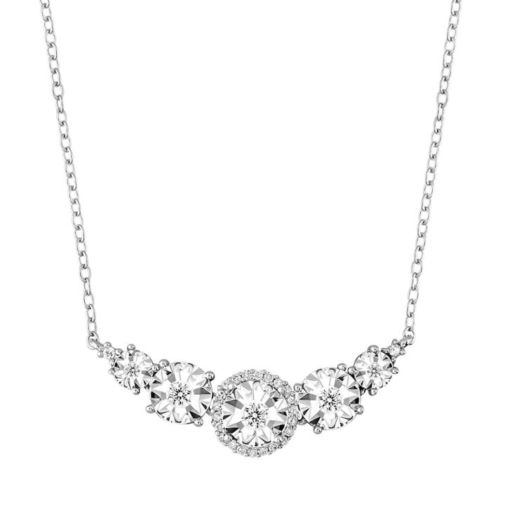 Stella Grace Sterling Silver 1/6 Carat T.w. Diamond Swag Necklace, Women's, Size: 17, White