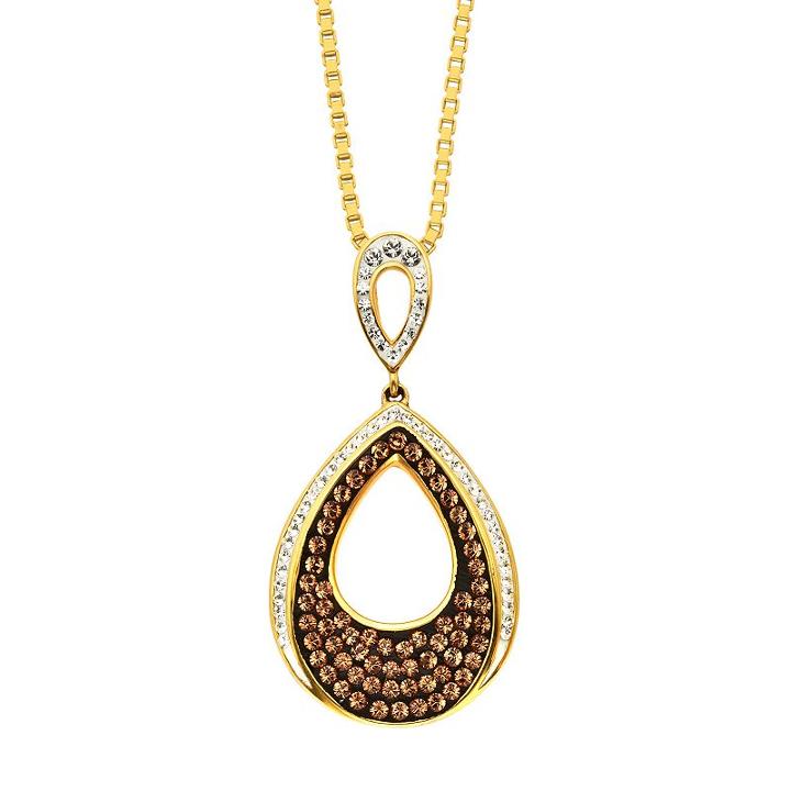 Champagne Brilliance 18k Gold Over Silver Teardrop Pendant, Women's, Size: 18, Brown