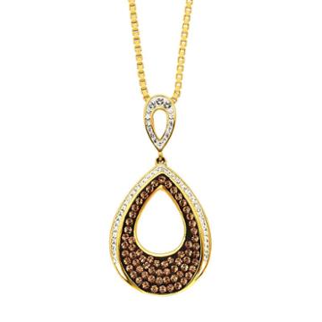 Champagne Brilliance 18k Gold Over Silver Teardrop Pendant, Women's, Size: 18, Brown