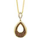Champagne Brilliance 18k Gold Over Silver Teardrop Pendant, Women's, Size: 18, Brown
