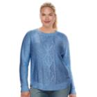 Juniors' Plus Size So&reg; Shirttail Cable-knit Sweater, Teens, Size: 1xl, Med Blue