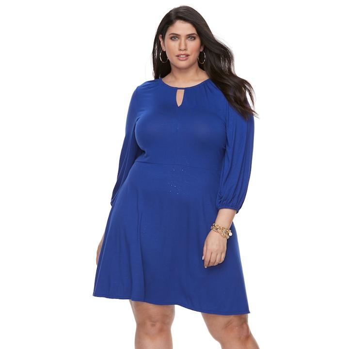 Plus Size Women's Apt. 9&reg; Shirred Fit & Flare Dress, Size: 1xl, Dark Blue