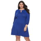 Plus Size Women's Apt. 9&reg; Shirred Fit & Flare Dress, Size: 1xl, Dark Blue