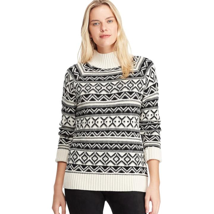 Women's Chaps Mockneck Ribbed Sweater, Size: Medium, Black