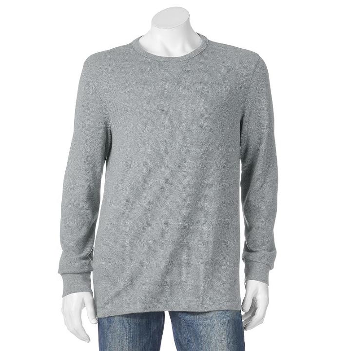 Men's Sonoma Goods For Life&trade; Heathered Thermal Tee, Size: Medium, Med Grey