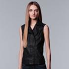 Women's Simply Vera Vera Wang Moto Faux-leather Vest, Size: Large, Black