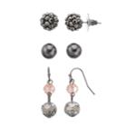 Fireball, Ball & Beaded Earring Set, Women's, Pink