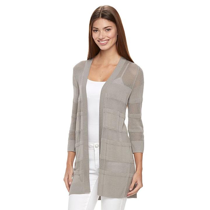 Women's Apt. 9&reg; Pointelle Cardigan, Size: Xl, Grey