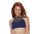 Women's Apt. 9&reg; High-neck Halter Bikini Top, Size: Medium, Blue (navy)