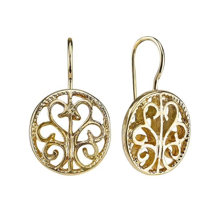 1928 Filigree Circle Drop Earrings, Women's, Yellow
