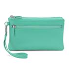 Ili Double-zip Leather Wristlet, Women's, Blue