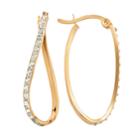 Diamond Mystique 18k Gold Over Silver Diamond Accent Twist Oval Hoop Earrings, Women's, White