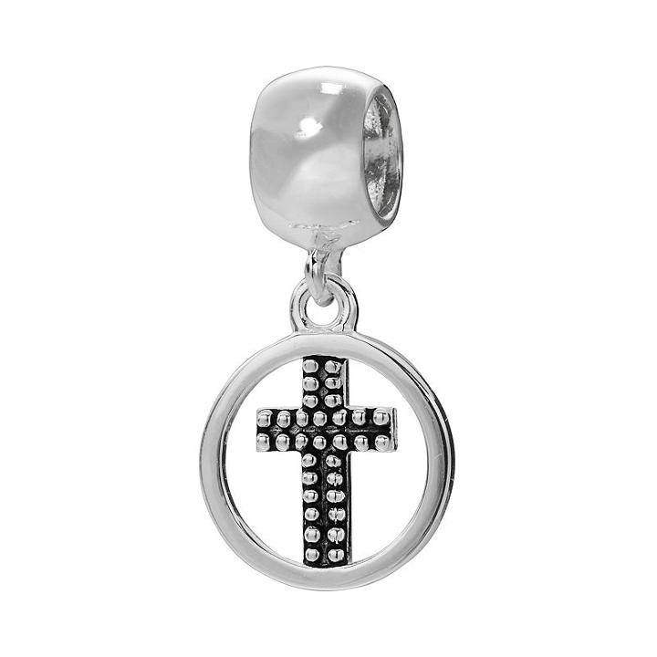 Individuality Beads Sterling Silver Christmas Cross Charm, Women's