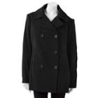 Plus Size Excelled Solid Peacoat, Women's, Size: 2xl, Black