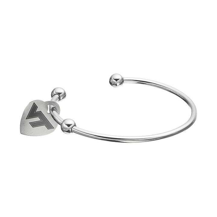 Fiora Stainless Steel Virginia Tech Hokies Charm Cuff Bracelet, Women's, Size: 7.5, Grey